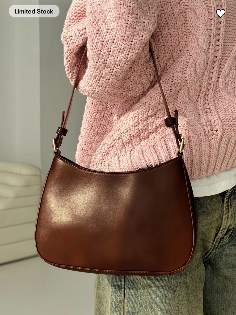 Princess Polly Vesperea Shoulder Bag Chocolate Brown Leather